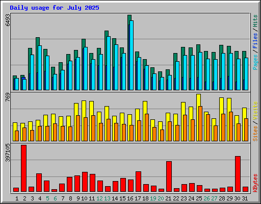 Daily usage for July 2025